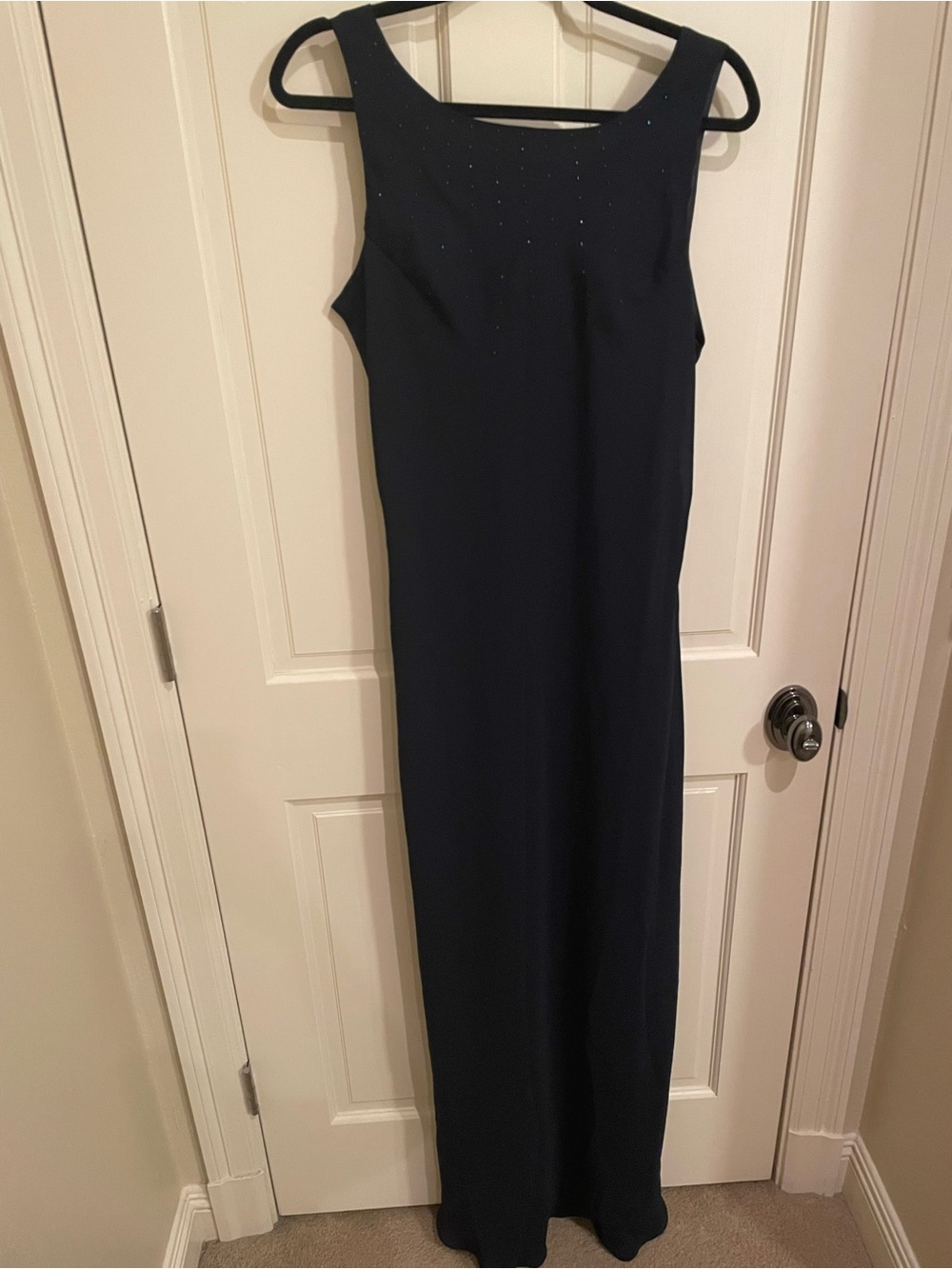 Jessica Navy Beaded Scoop Neck Maxi Dress